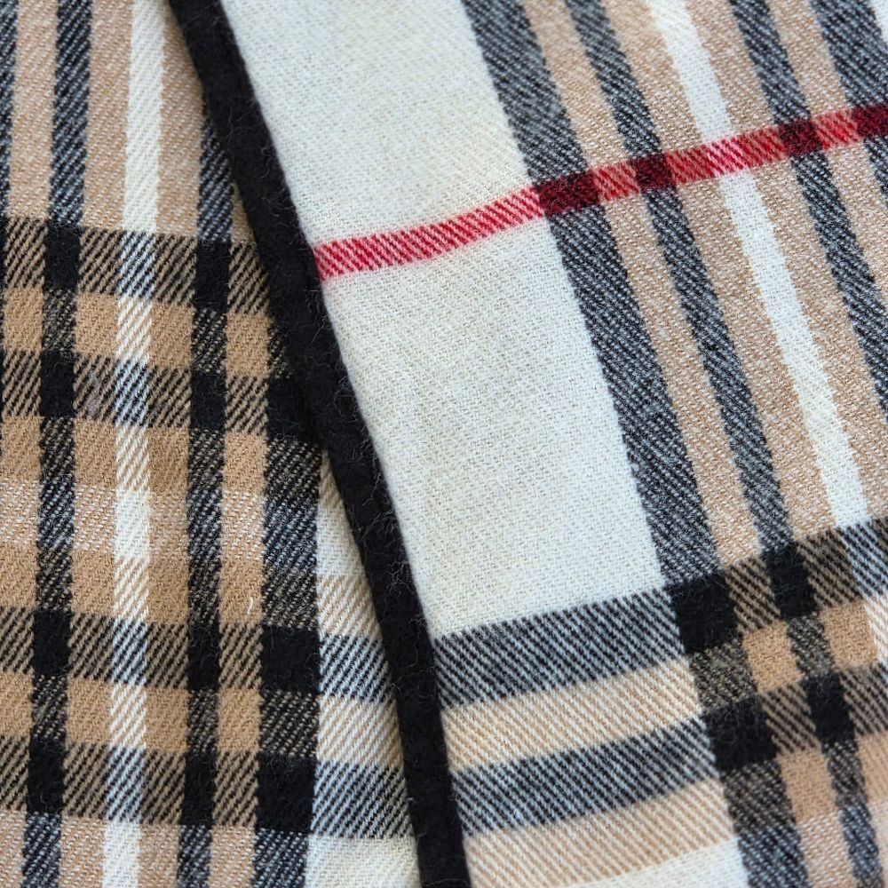 Charter Club Tan Exploded Plaid Poncho Cape One Size SOFT Brown Black Cream - Picture 11 of 14